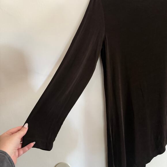 CHICO'S TRAVELERS | Black Asymmetric Boat neck Long sleeve Top Tunic | Large - Picture 4 of 8